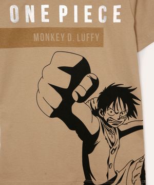 camiseta de algodão infantil one piece bege