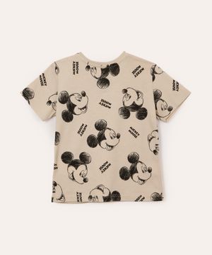 camiseta de algodão infantil mickey bege