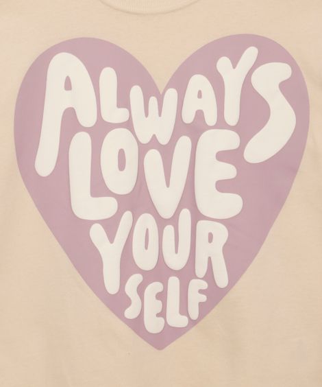 camiseta de algodão infantil oversized coração bege