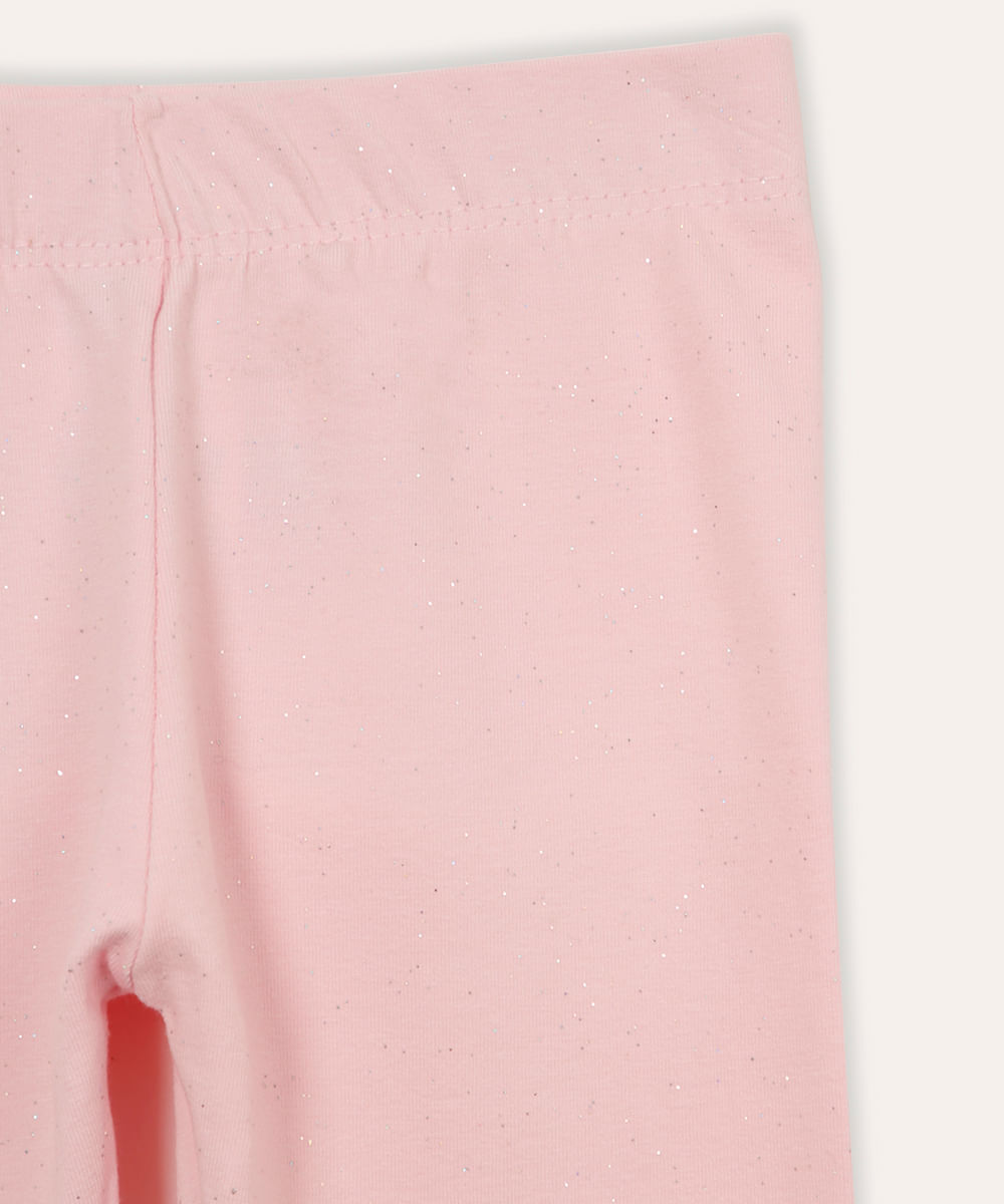 calça legging infantil com glitter rosa