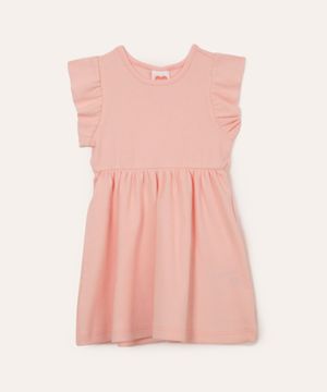 vestido midi infantil com babados rosa