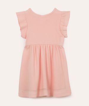 vestido midi infantil com babados rosa