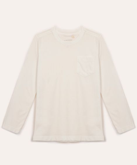 camiseta infantil com bolso manga longa branco