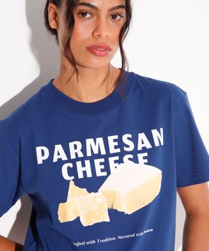 camiseta de algodão parmesan cheese mindset azul