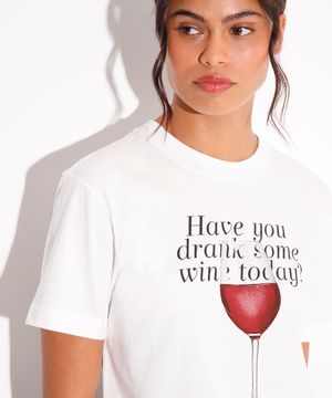 camiseta de algodão have you drank some wine today mindset off white