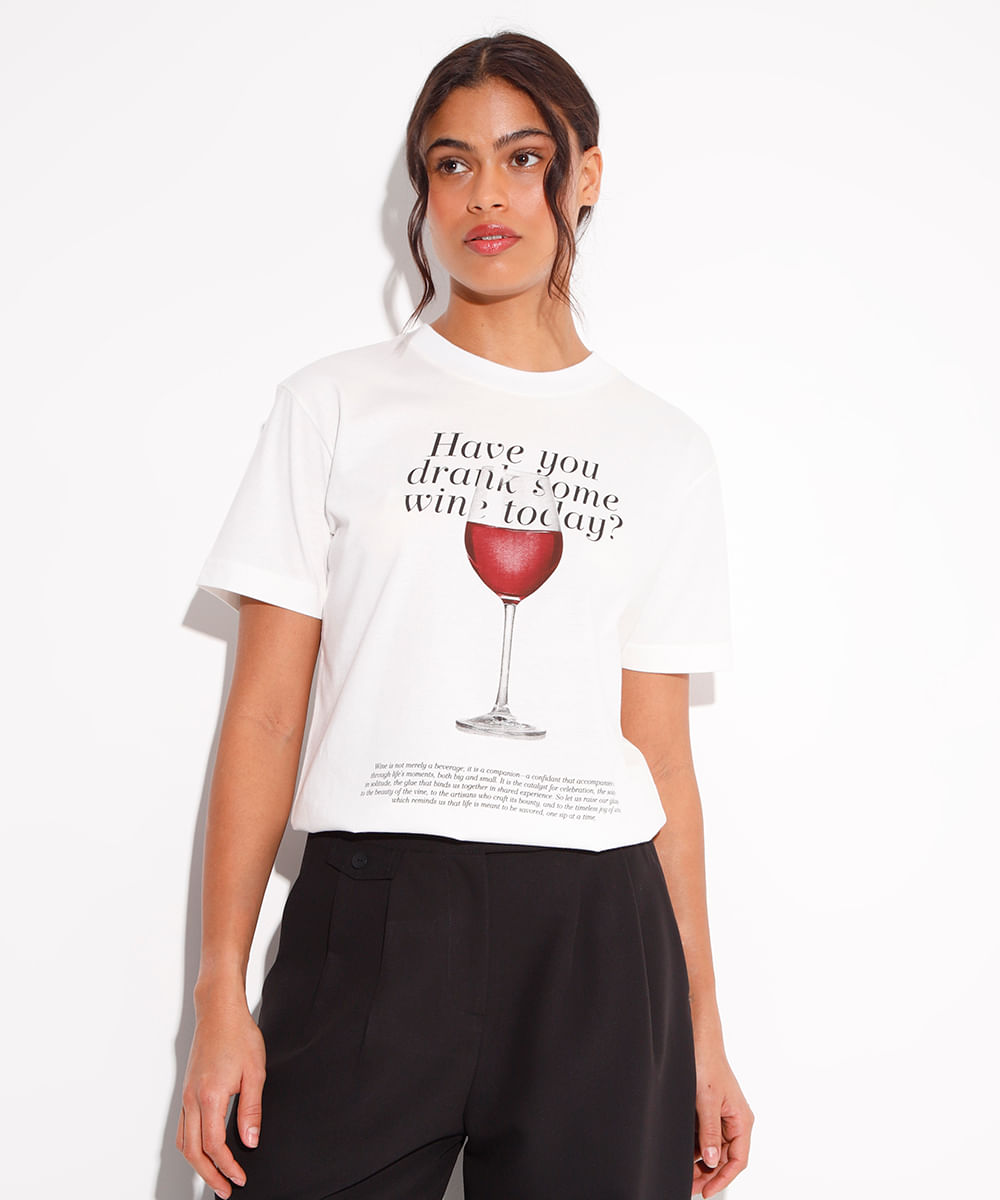 camiseta de algodão have you drank some wine today mindset off white