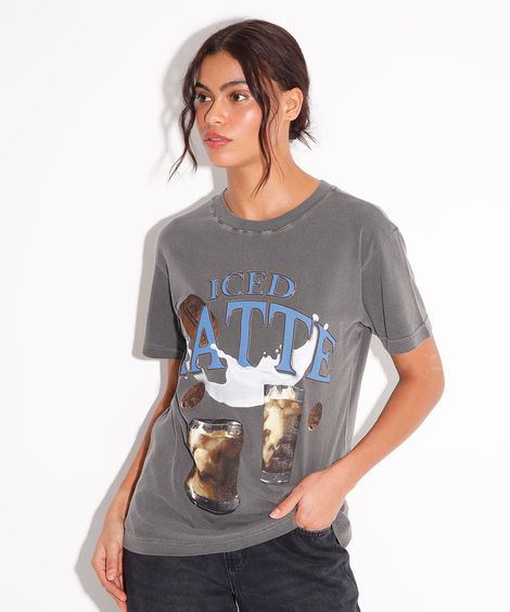 camiseta de algodão iced latte mindset cinza