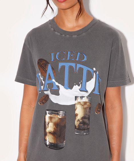 camiseta de algodão iced latte mindset cinza
