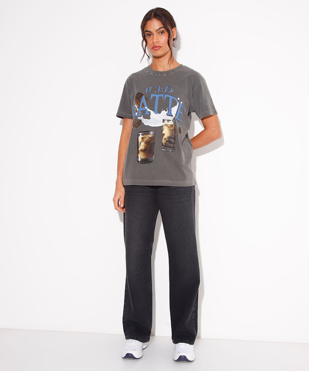 camiseta de algodão iced latte mindset cinza