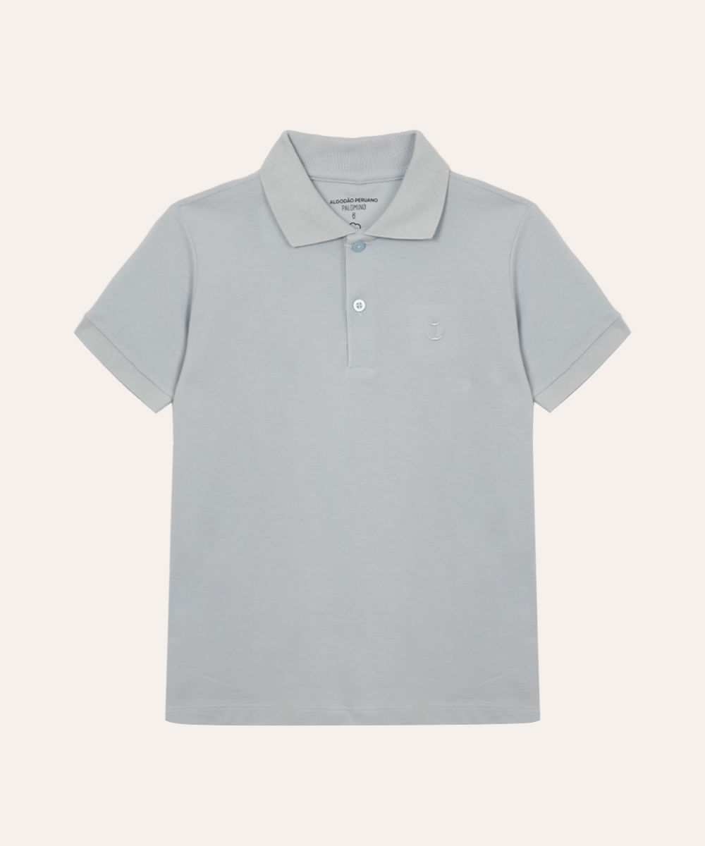polo de algodão infantil manga curta azul
