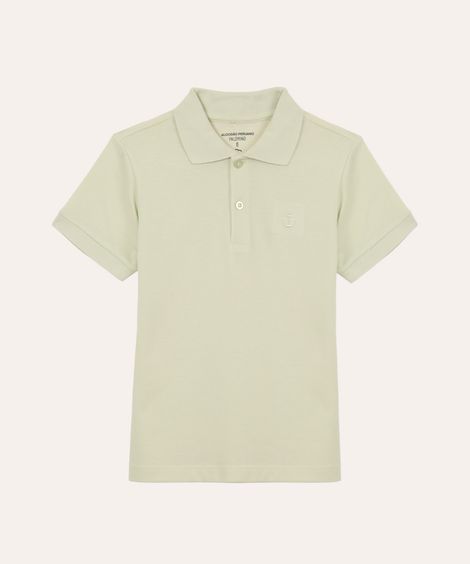 polo de algodão infantil manga curta verde