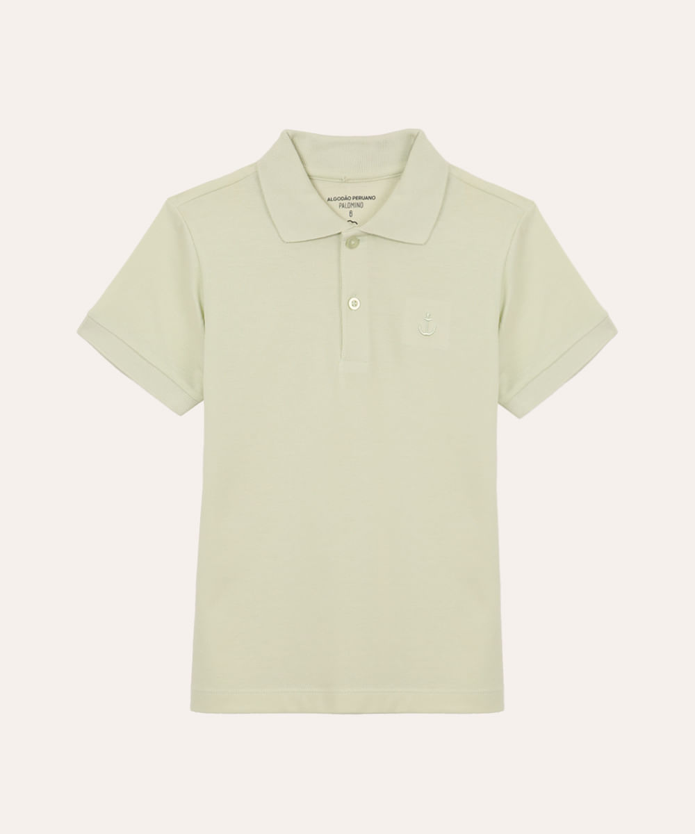polo de algodão infantil manga curta verde