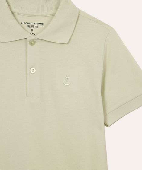 polo de algodão infantil manga curta verde