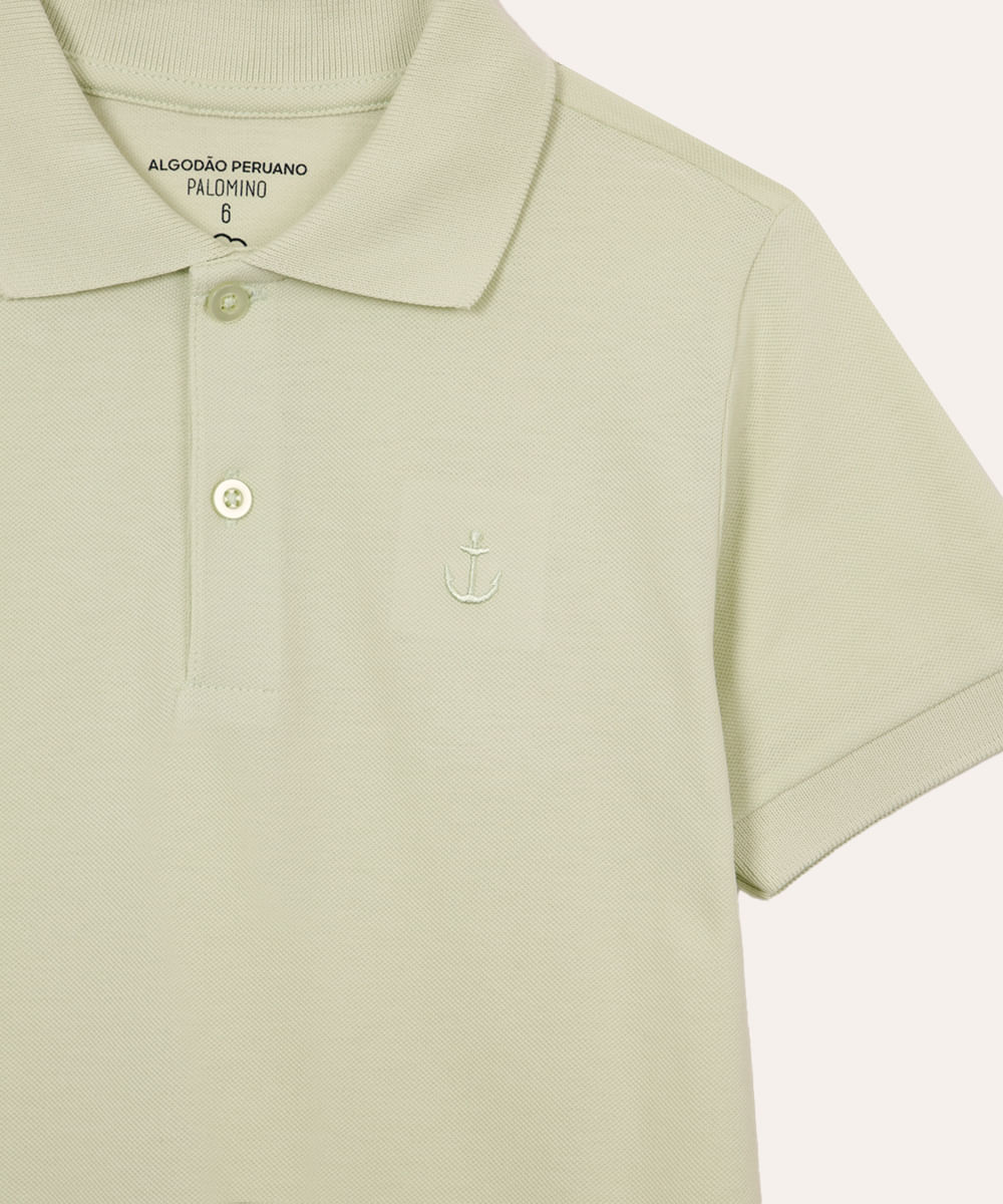 polo de algodão infantil manga curta verde