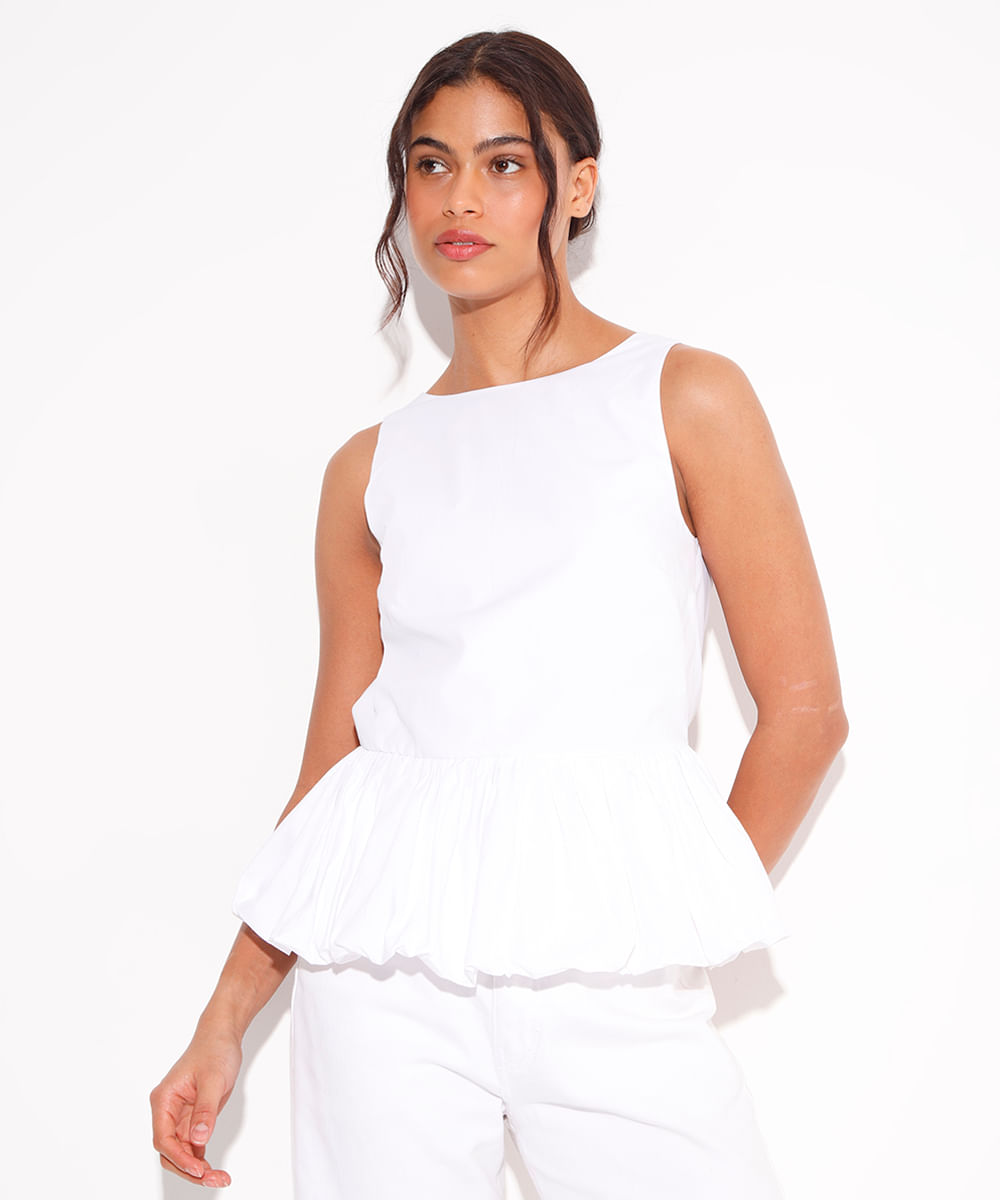 regata balonê decote costas mindset branco