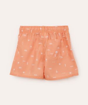 short infantil praia com cordão laranja