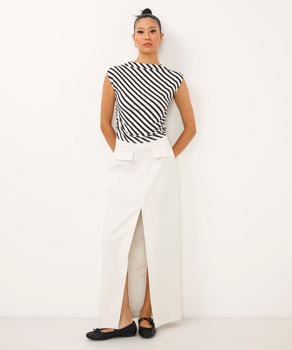 regata muscle tee de viscose listrada off white