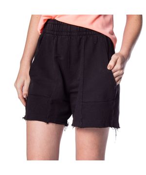 Short Feminino Over Surf Moletom Desfiado Preto