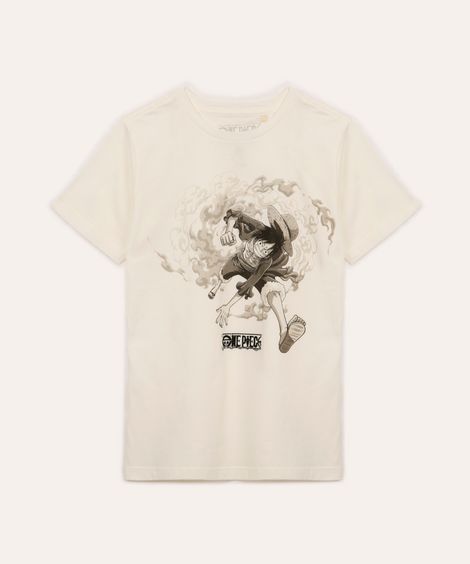 camiseta de algodão infantil one piece off white