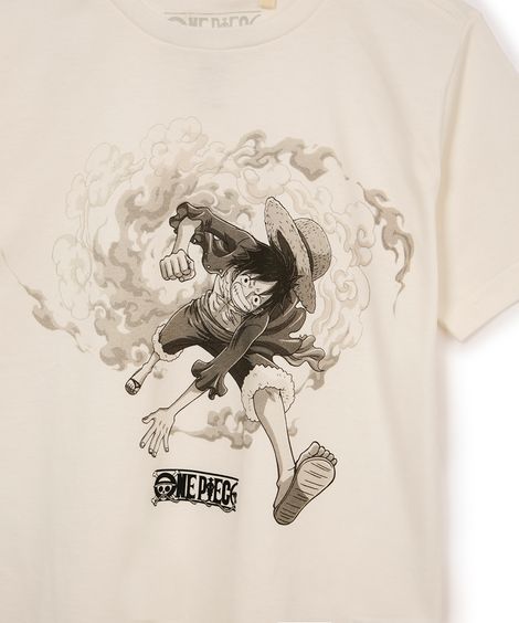 camiseta de algodão infantil one piece off white