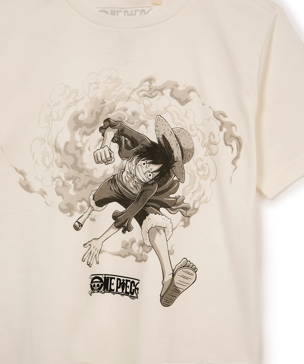 camiseta de algodão infantil one piece off white