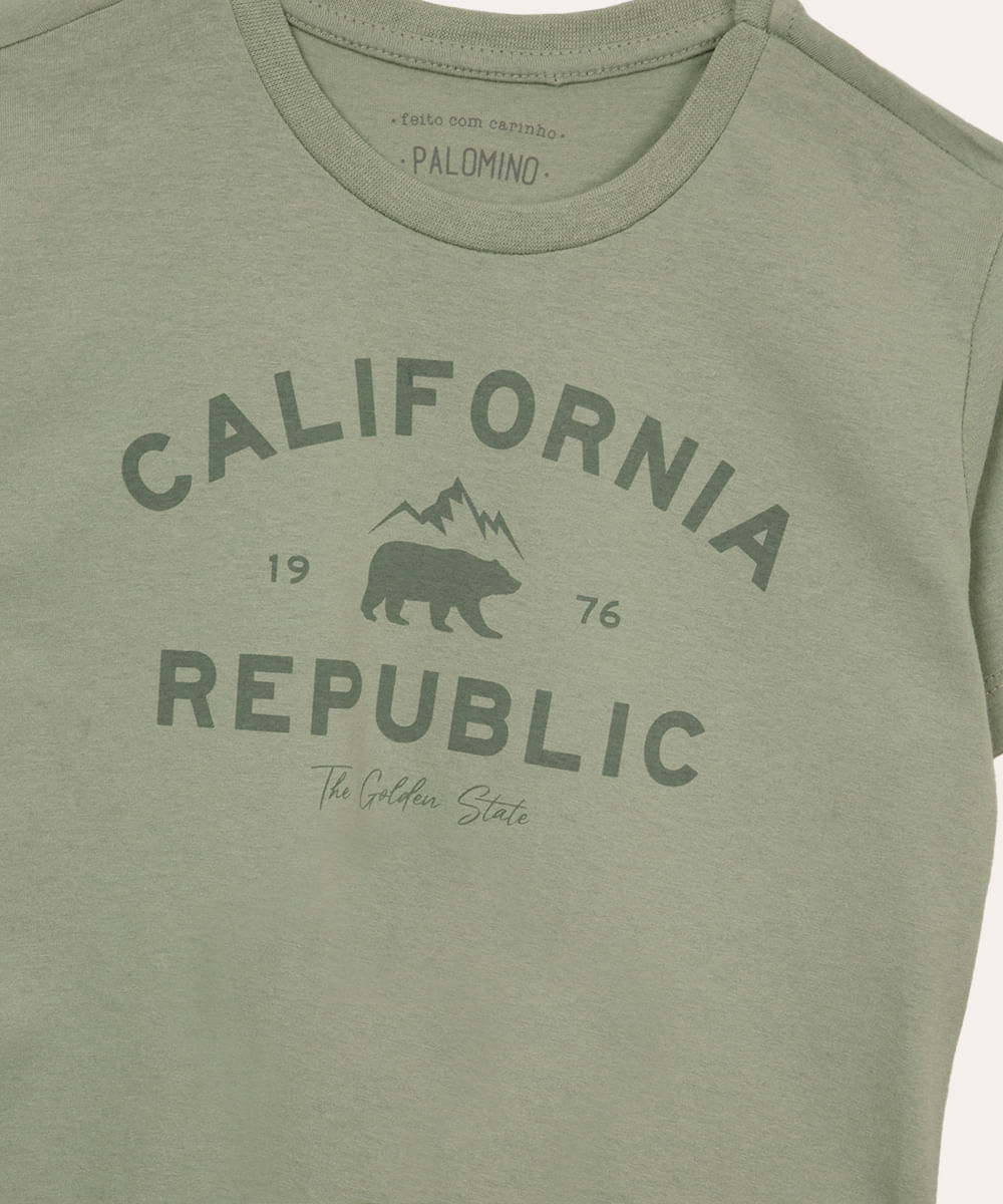 camiseta de algodão infantil califórnia  verde