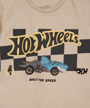 camiseta de algodão infantil hot wheels bege