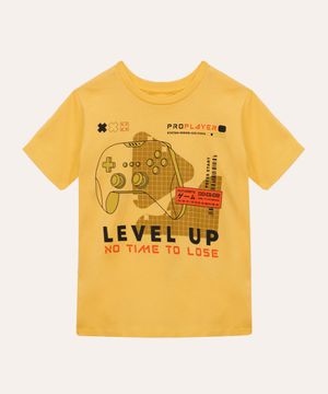 camiseta de algodão infantil game amarelo