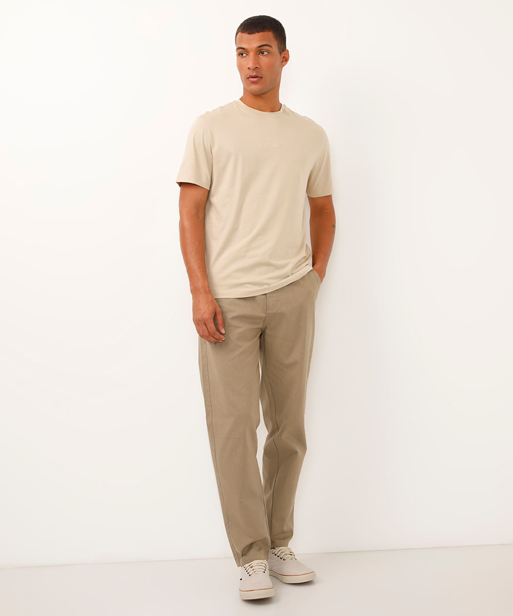 calça jogger de alfaiataria bege