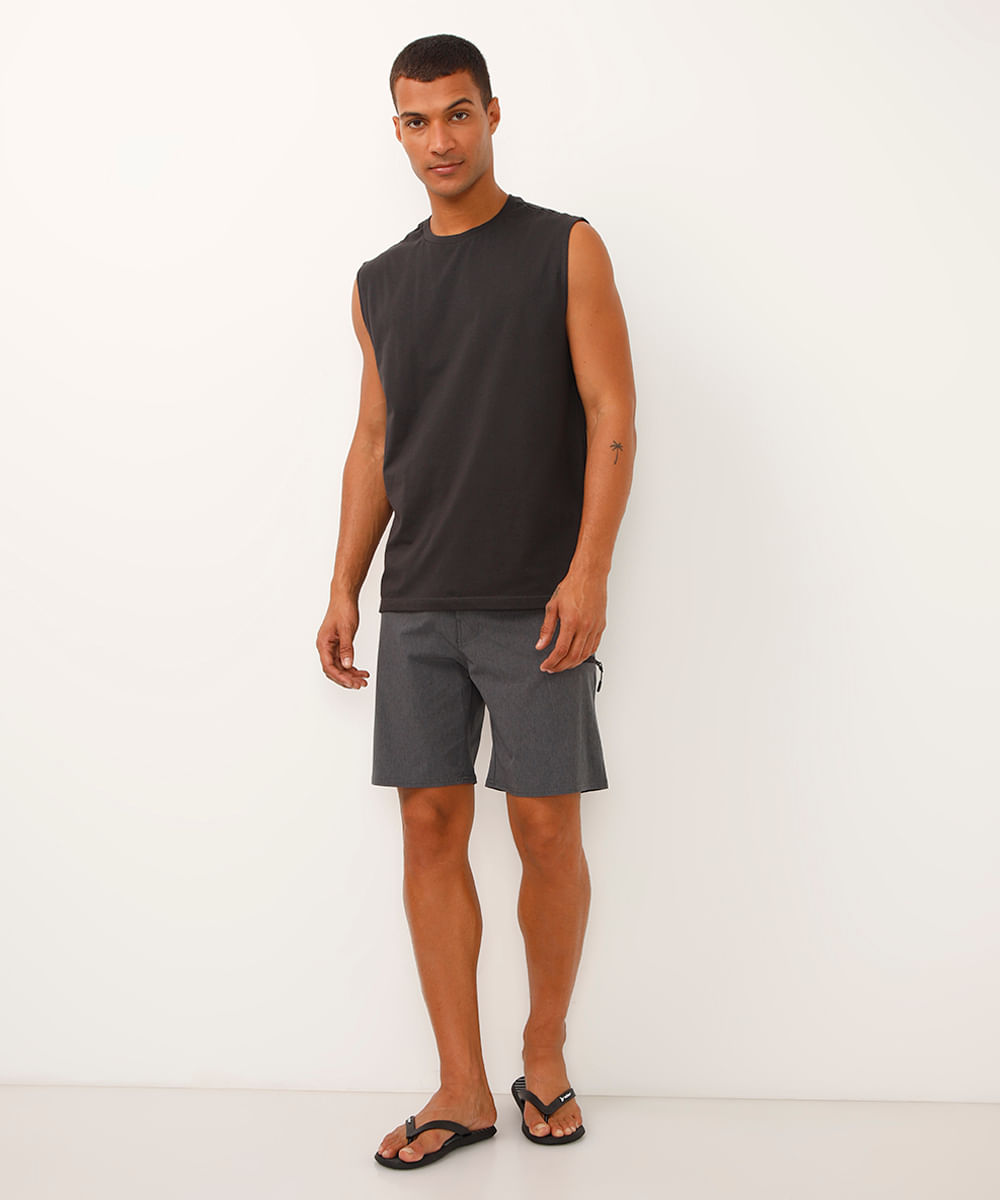 bermuda boardshort bolsos com zíper cinza