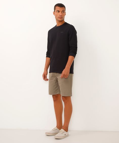 bermuda jogger de sarja texturizada bege