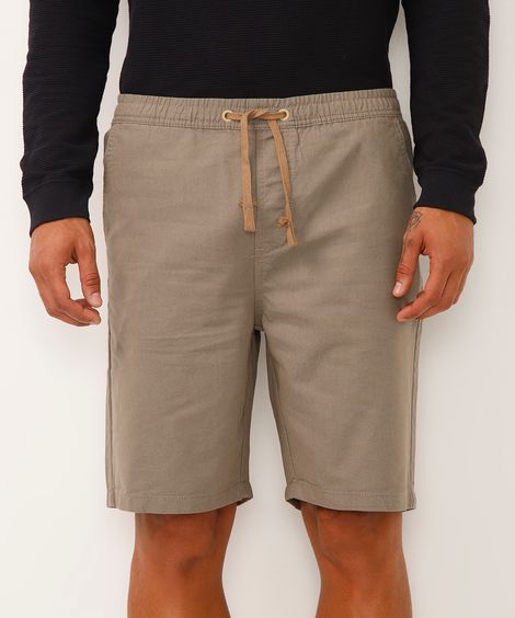 bermuda jogger de sarja texturizada bege