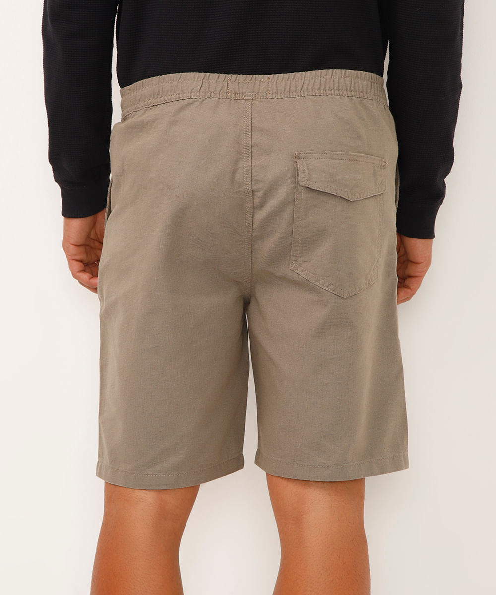 bermuda jogger de sarja texturizada bege