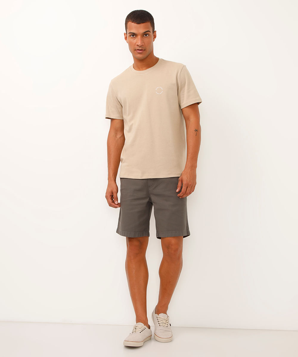 camiseta de algodão manga curta coqueiro bege