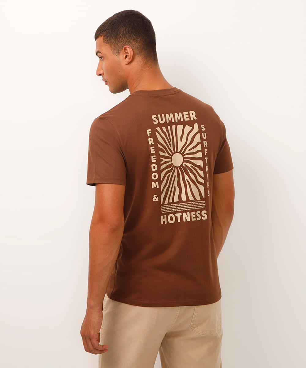 camiseta de algodão manga curta summer marrom