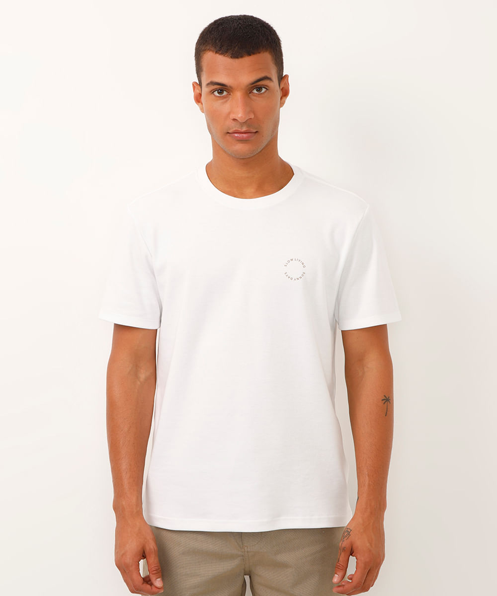 camiseta de algodão manga curta coqueiro off white