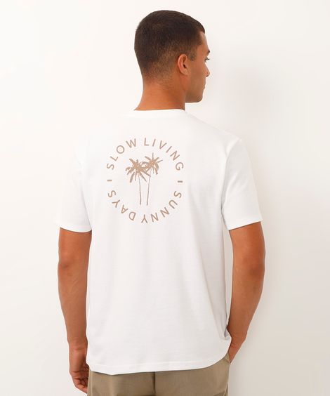 camiseta de algodão manga curta coqueiro off white