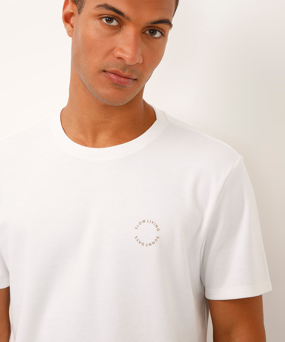 camiseta de algodão manga curta coqueiro off white