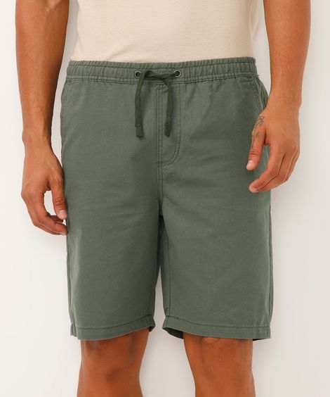 bermuda jogger de sarja texturizada verde