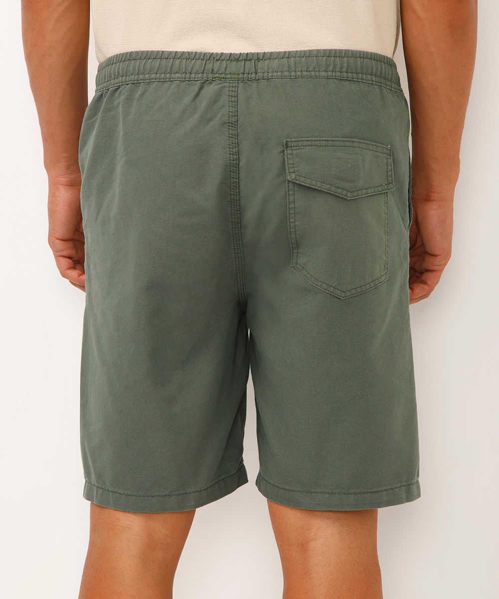 bermuda jogger de sarja texturizada verde