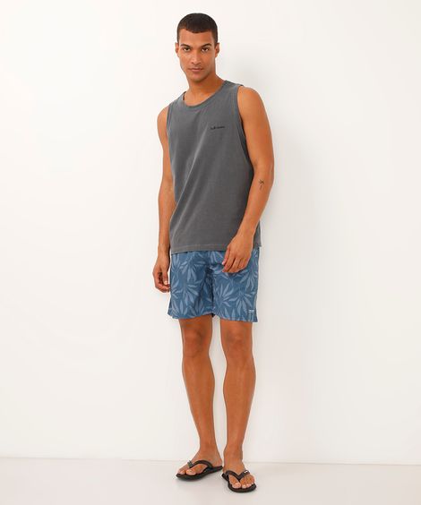 short folhagem com elástico azul