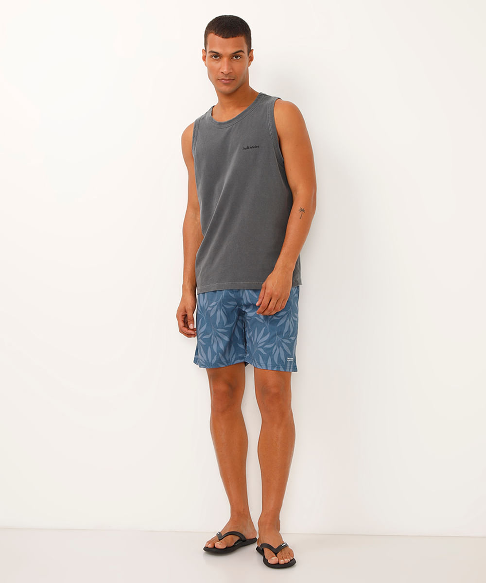 short folhagem com elástico azul