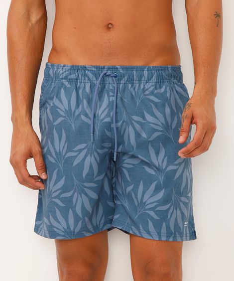 short folhagem com elástico azul
