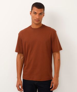 camiseta relaxed de algodão peruano marrom