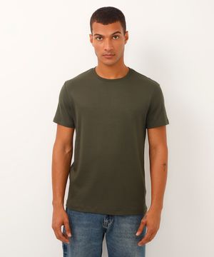 camiseta de algodão peruano slim fit verde