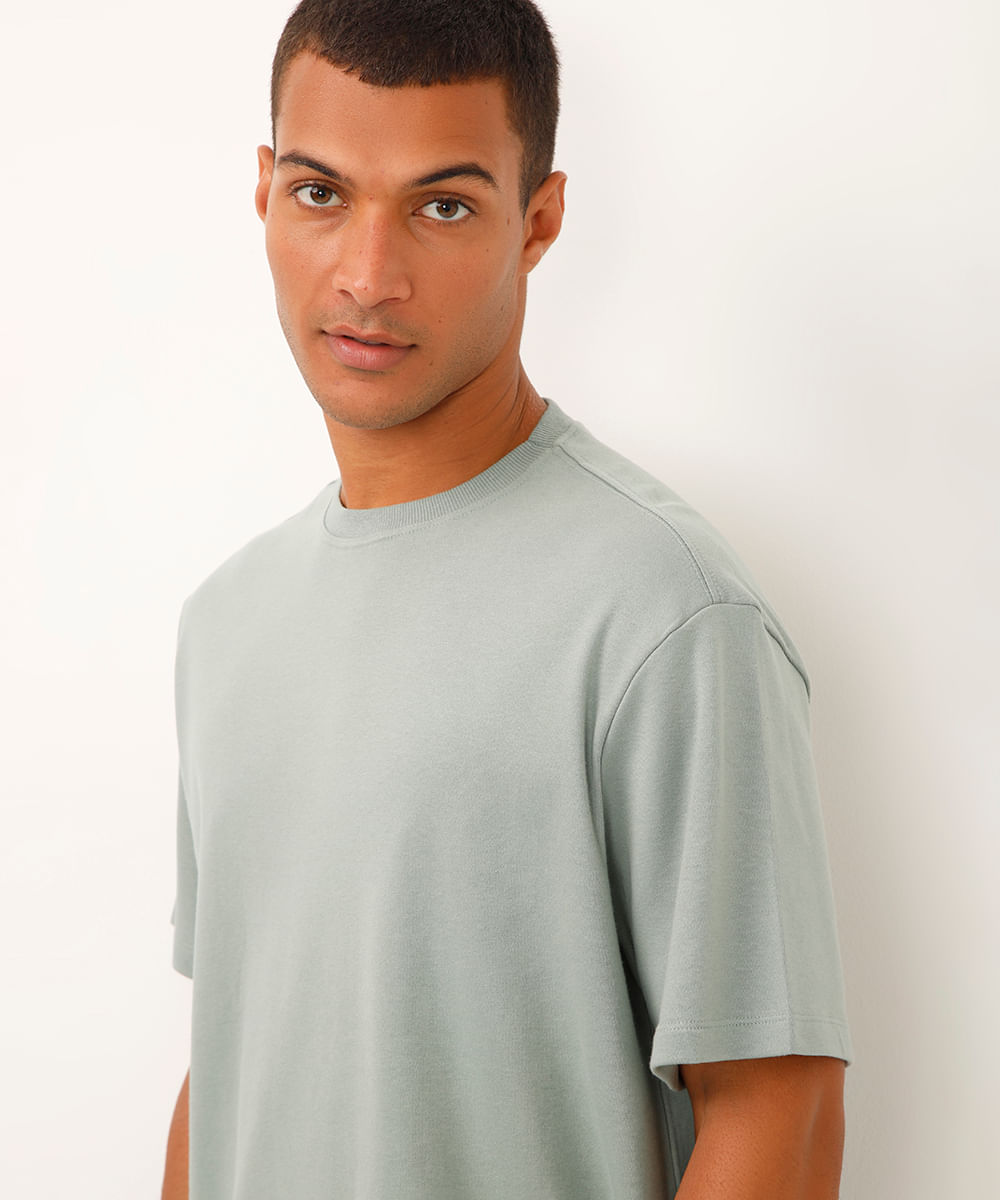 camiseta de algodão manga curta verde