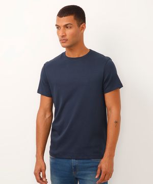 camiseta slim de algodão peruano bold azul