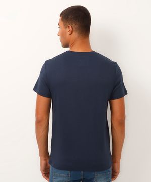 camiseta de algodão peruano slim fit azul