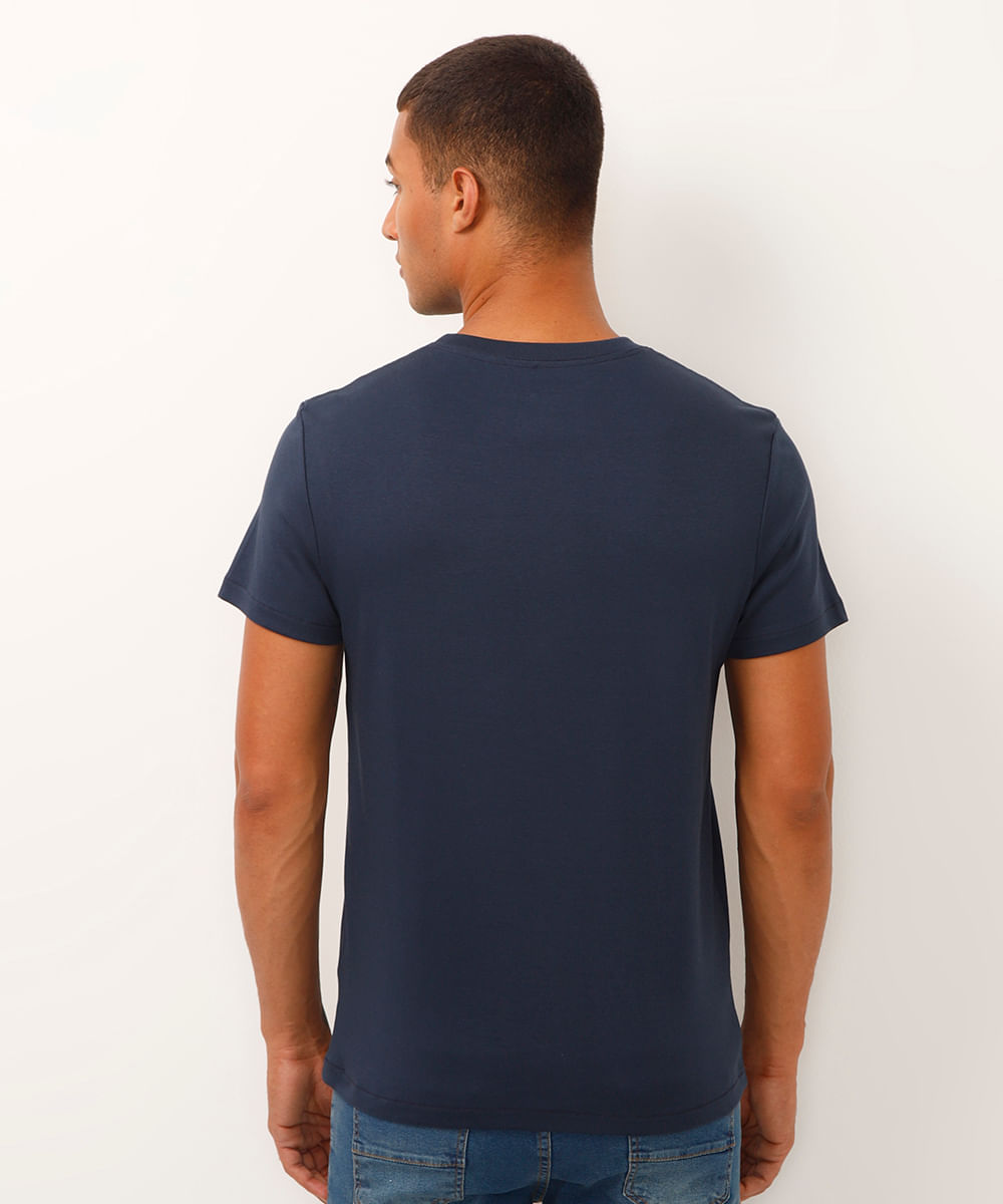 camiseta slim de algodão peruano bold azul