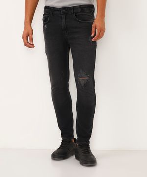 calça skinny jeans destroyed preta